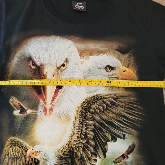Caballo Shirt Mens Black Short Sleeve Bald Eagle Graphic Print Bird Of Prey - Picture 5 of 7